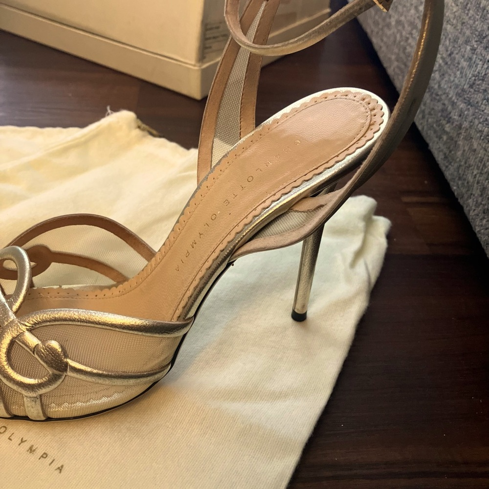Charlotte Olympia Size 41 Metallic Silver and Gold